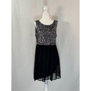 PINKY Size L Bodice Black Chiffon Sleeveless Mini Dress W/ Zipper